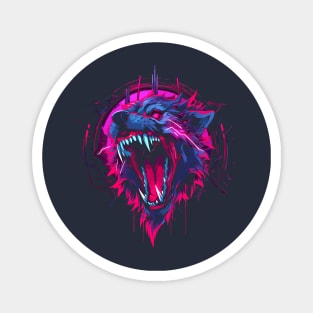Synthwave Wolf Magnet